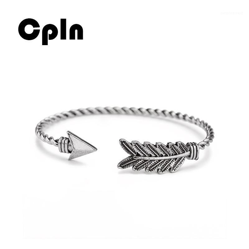 

Cpln 2021 Trend Triangle Arrow Feather Leaf Bracelets For Women Men Opening Adjustable Retro Simple Jewelry Bracelet Bangle