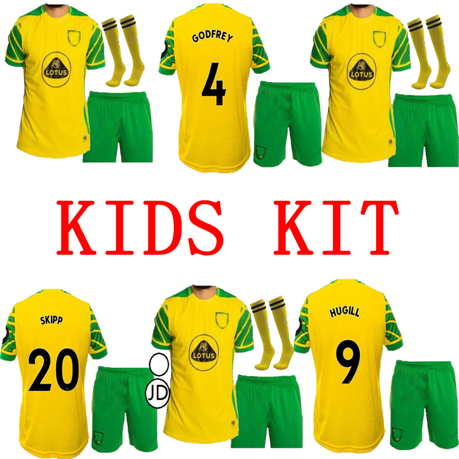 

NORWICH PUKKI CITY HUGILL Soccer Jerseys 2021 2022 ROBERTS HERNANDEZ BUENDIA STIEPERMANN MCLEAN FOOTY football shirt KIDS KIT SET, White