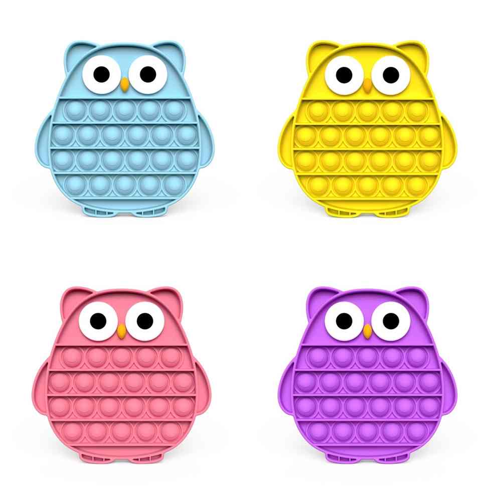 

Poppers Fidget Toys Simple Push Bubble Kids Anti Stress Decompression Board Squeeze Toy Cartoon owl Relieve Increase Focus H47UZ68