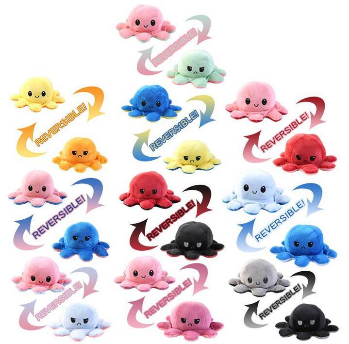 

24 Hours Ship!Reversible Flip Octopus Stuffed Plush Doll Soft Simulation Reversible Plush Toys Color Chapter Plush Doll Child Toys 26 Colors