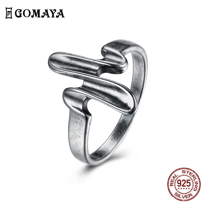 

Cluster Rings GOMAYA Antique Silver Plated Women Classic Trendy Charm Design Finger Ring Fit Festival Birthday Gift Fashion Jewelry Simple, Golden;silver