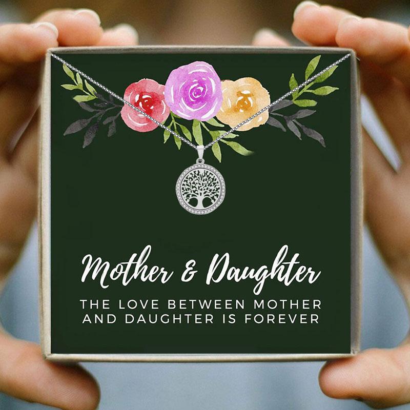 

Crystal Tree Of Life Necklace For Women Hollow Round Pendant Chain Sweater Jewelry Gifts Mother&Daughter Necklaces, Silver