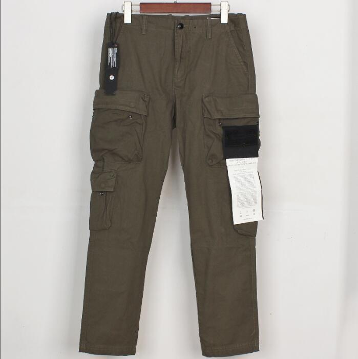 

21SS STONE Spring ISLAND Cotton Badge Embroidery Cargo Pant Casual Loose Pocket Long Trouser High Quality Spring Summer Hip Hop Pants 022702, Black