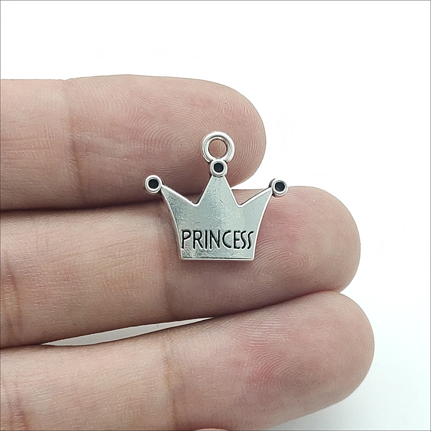 

Lot 100pcs Princess crown antique silver charms pendants Jewelry DIY For Necklace Bracelet Earrings Retro Style 16*19mm DH769