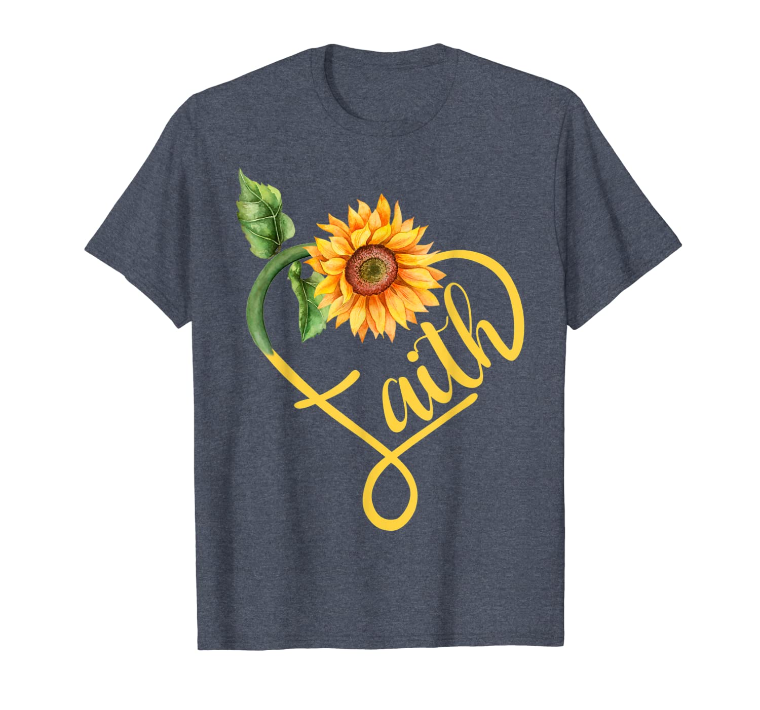 

Sunflower Heart Christian Faith T-shirt Gift T-Shirt, White;black