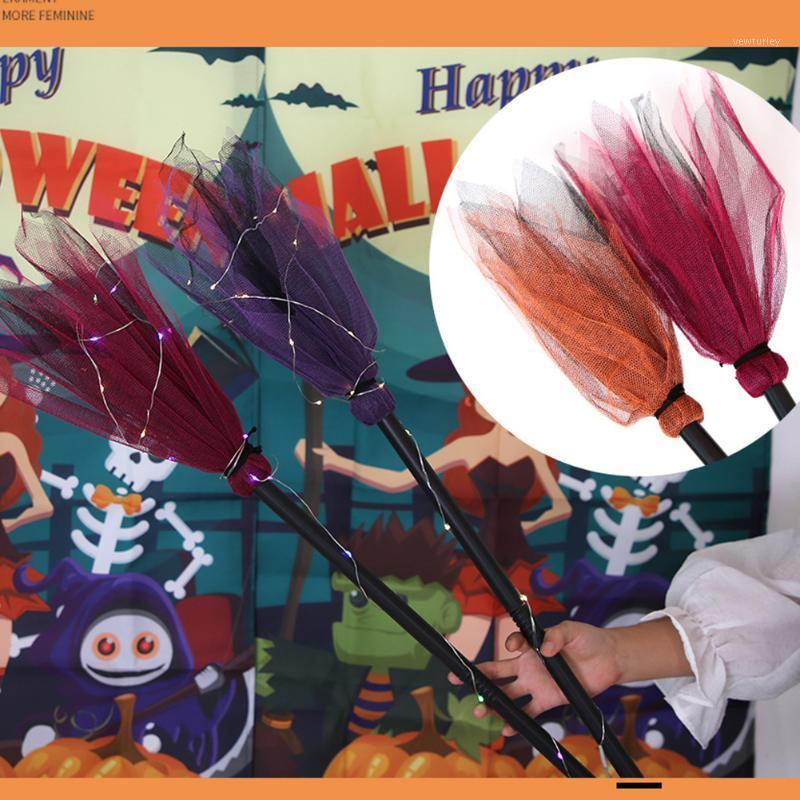 

Party Decoration Halloween Witch Broom Flying Broomstick With Light Strings Glowing Mesh Props Dress Up Cospaly Costume