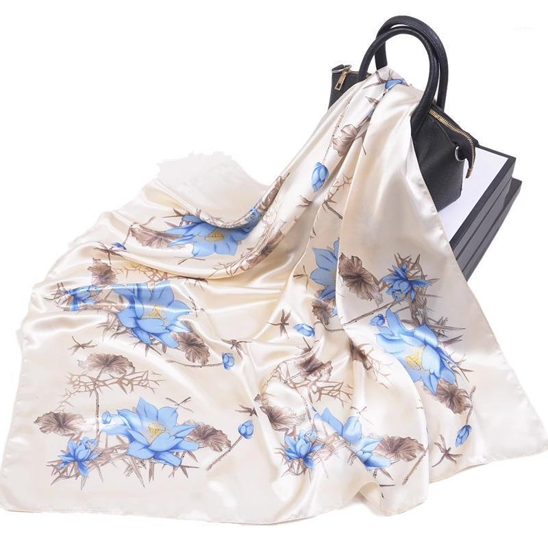 

Scarves Real Silk 90 Large Scarf Printed Women's Versatile Shawl Color Ding SquareArab Baotou, Blue;gray