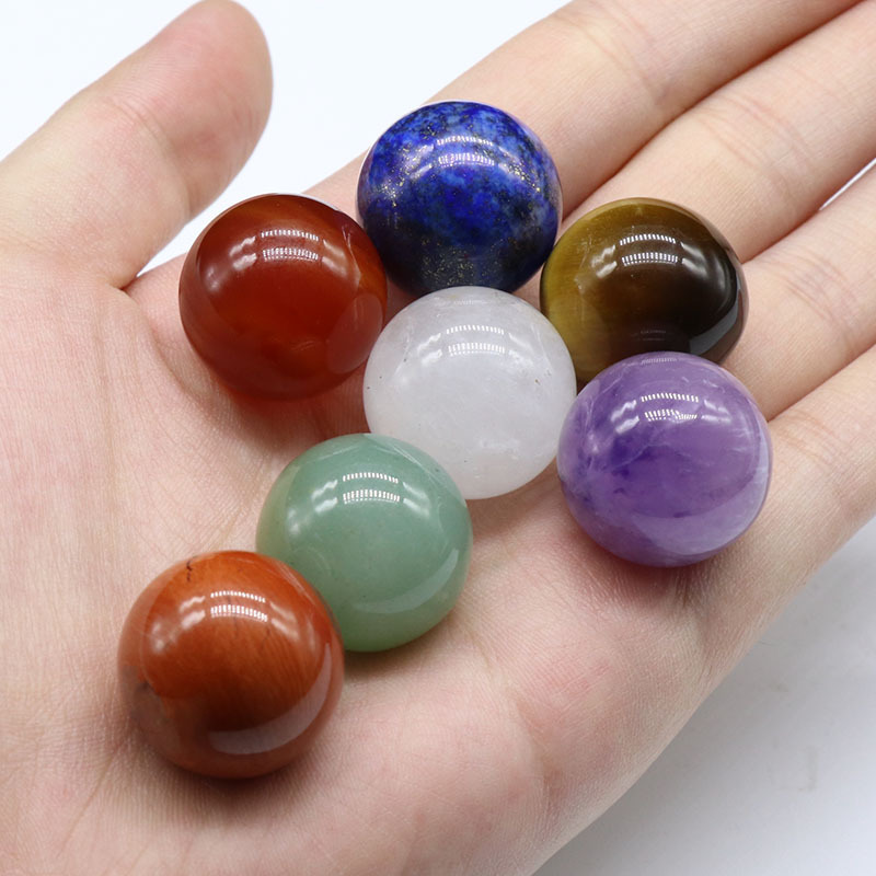 

20mm natural stone Loose Beads amethyst Rose Quartz turquoise agate 7Chakra diy non-porous round ball beads yoga healing guides meditation