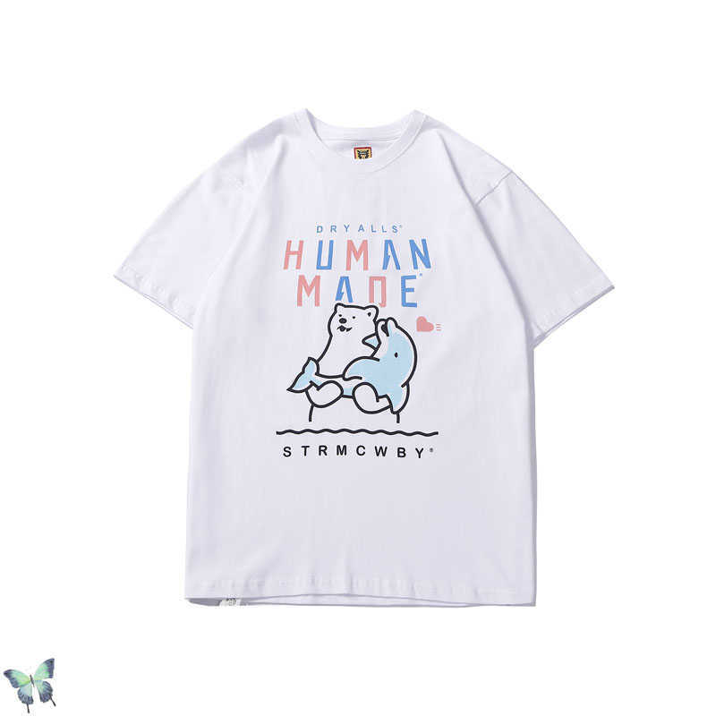 

2021SS Humanmade T-shirt Polar Bear Dolphin Whale Human Made T Shirt 100% Cotton with Tag Label X0726, One size
