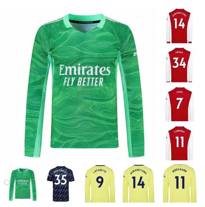 

Thailand 21 22 long sleeve Soccer Jerseys 2021 2022 PEPE NICOLAS CEBALLOS HENRY GUENDOUZ home away third goalkeeper football shirts SAKA TIERNEY green top