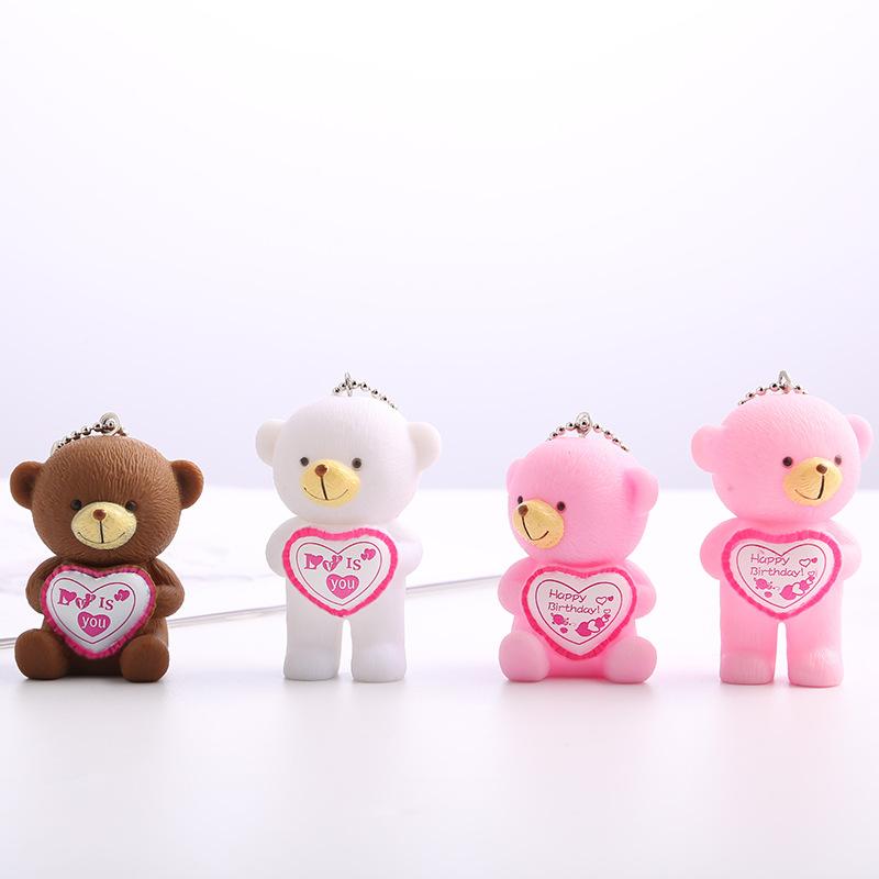 

Keychains Fashion Cute Kawaii Pink Bear Frog Key Chain Ring Anime Keychain Creative Trinket Charm Women Girl Kids Keyring