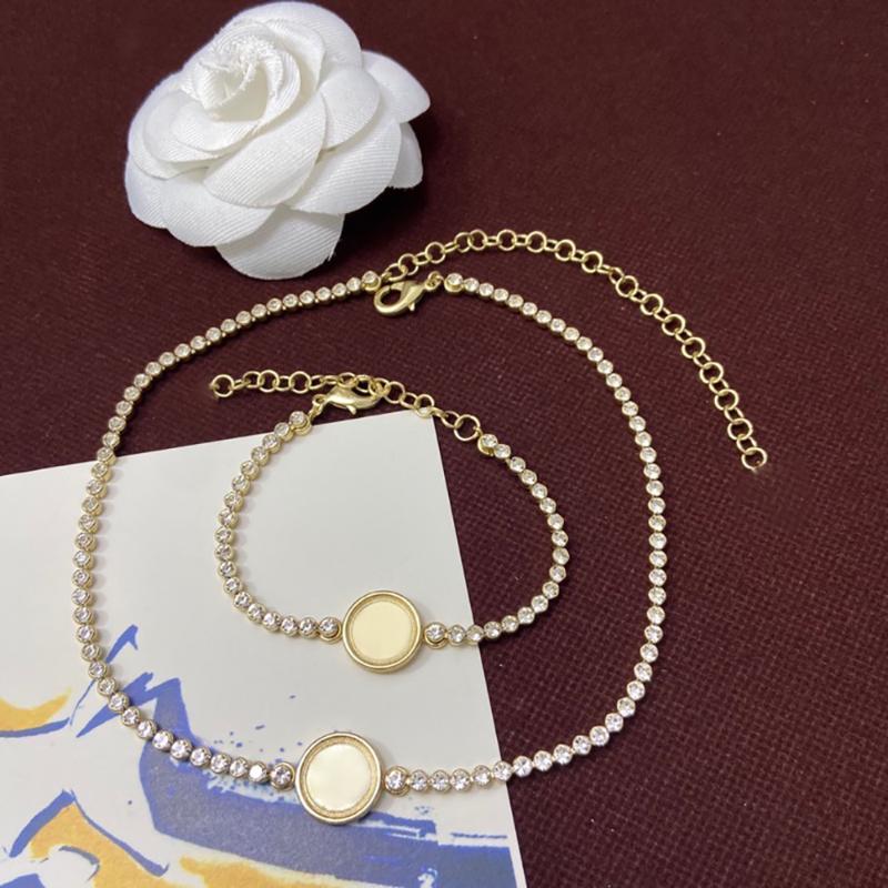 

Earrings & Necklace Brand Luxurious Jewelry Set For Women Thick Chain Party Gold Color Pearls Choker Bracelet Pink, Silver