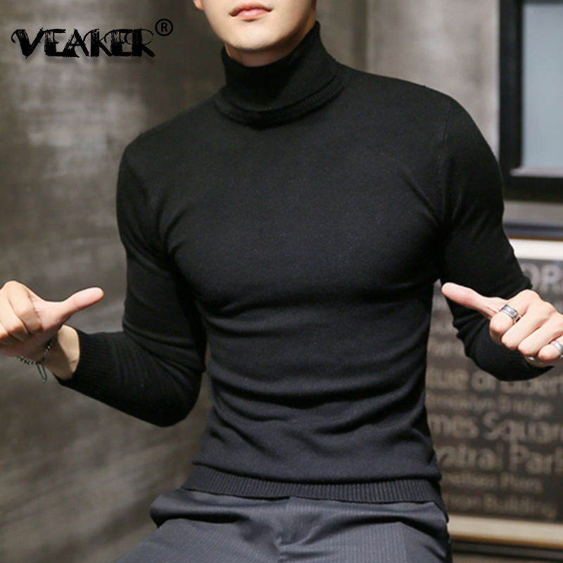 

2021 Winter New Mens Turtleneck Sweaters Black Sexy Brand Knitted Pullovers Men Solid Color Casual Male Sweater Autumn Knitwear, Wine red