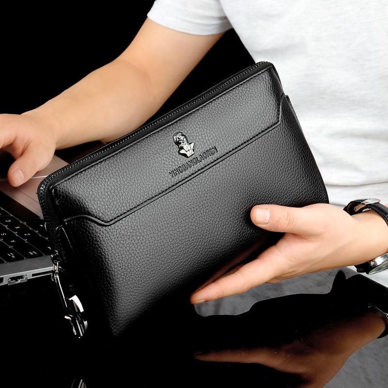 

Wallets Men's Anti-theft Business Handbag Coded Lock Day Clutch Male Big Capacity Long Wallet Phone Case Cards Holder, Black