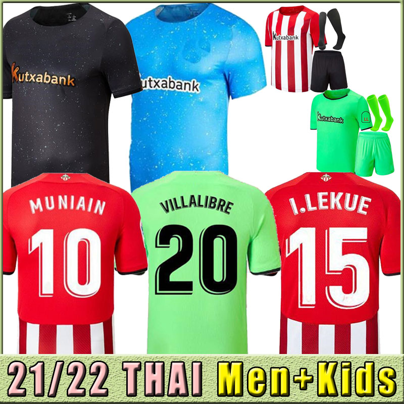 

2021 2022 VILLALIBRE bilbao Soccer Jersey Athletic WILLIAMS MUNIAIN ADURIZ football shirts RAUL GARCIA Camiseta de futbol Men kids kit set socks uniforms 21 22, Goalkeeper+patch