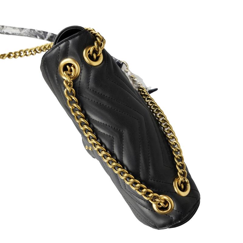 

Waist Bags Classic Wave Handbag Design, 3 Sizes, Mini Black Leather Shoulder Strap And Luxury Chain