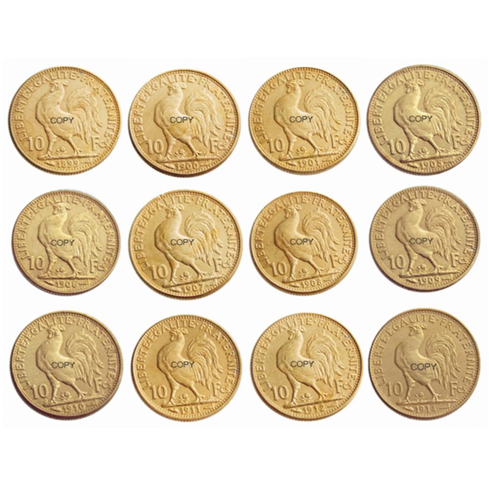 

Arts Crafts France 10 Franc Copy Coin Rooster Gold Plated Brass-Plated Coins Golden Copy-Decorative-Coin 1899 1900 1901 1905 1906 1907 1908 1909 1910 1911 1912 1914