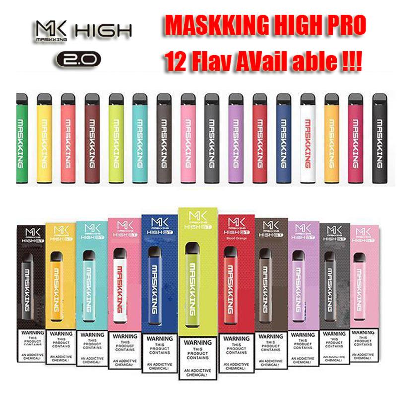 

Maskking High Pro 2.0 MK Disposable Device Vape Pen E Cigarette 1000Puffs 600 mAh Battery 3.5ml Pre-filled Cartridges Pods 16+ Colors kit Ne