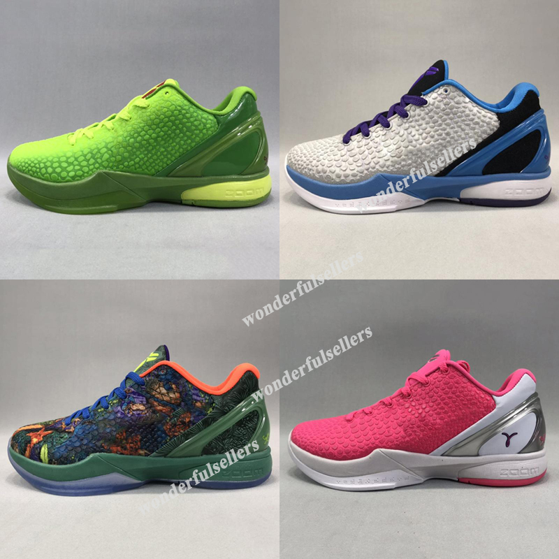 

Top Black Mamba VI 6 GRINCH Easter Christmas Men Sports Shoes 6 Pink Green Basketball Size 40-46