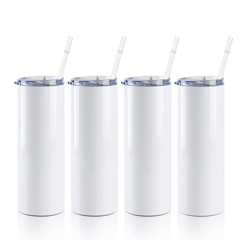 

DIY Sublimation Tumbler Blank 20oz Stainless Steel Straight Insulated Tumblers Cups White Beer Coffee Mugs In Stock YFAB2301, With sealing lid+straw