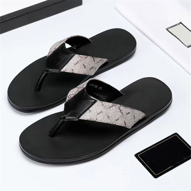 

2021 Fashion Black Soft Leather Sandals Mules Bees Summers Slide Slippery Flat Chain Sandals Wide T-bar Casual Beach Slip Sandals With Box