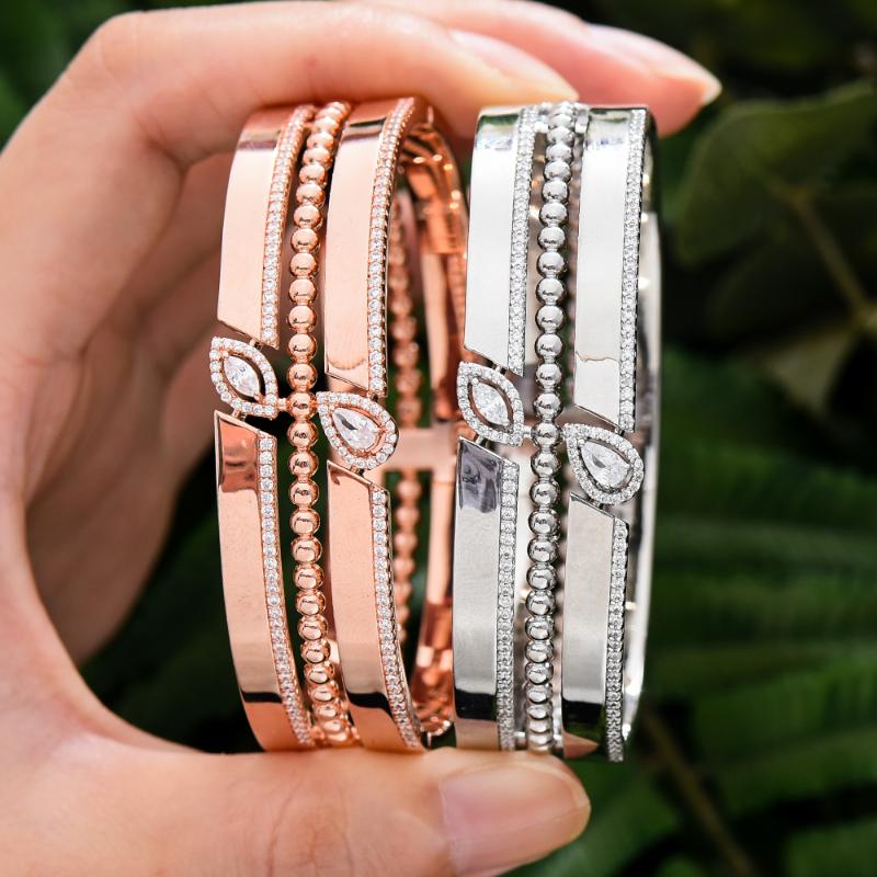 

Earrings & Necklace Missvikki Luxury Trendy Stackable Bangle Ring For Women Bridal Jewelry Sets Wedding Ladies Perfect Gift High Quality, Silver