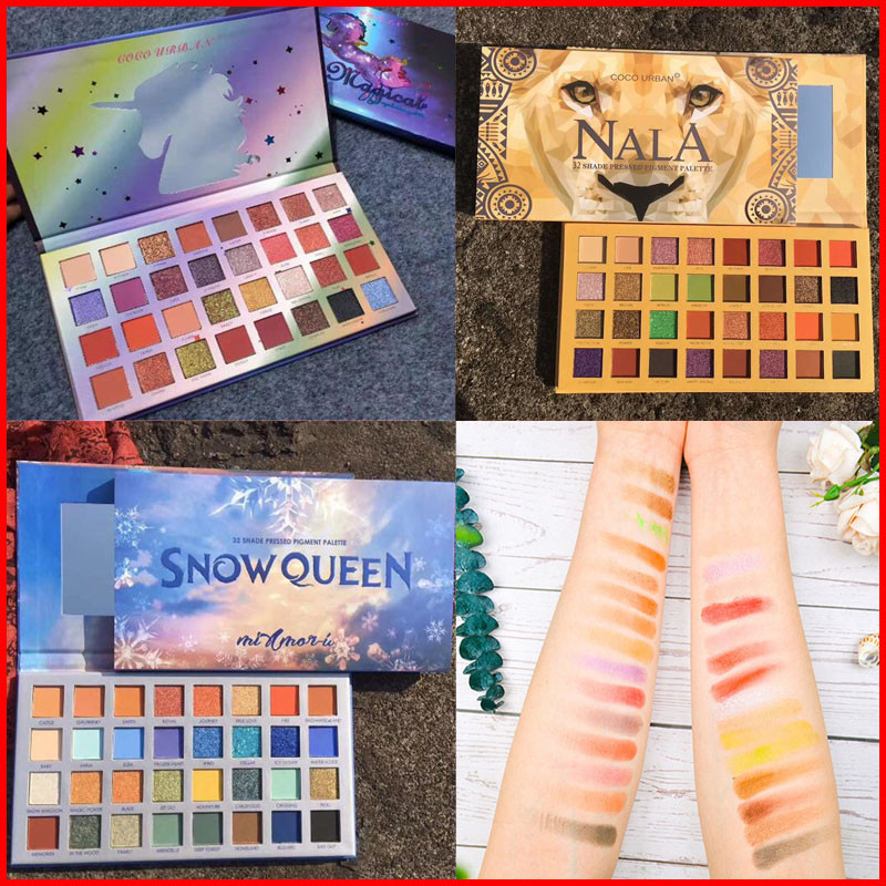 

COCOURBAN Eyes Makeup Stay Magical 32 Colors Eyeshadow Make Up Pigments Matte Shimmer Unicorn Snow Queen Eye Shadow Palettes 3 Styles, Mixed color