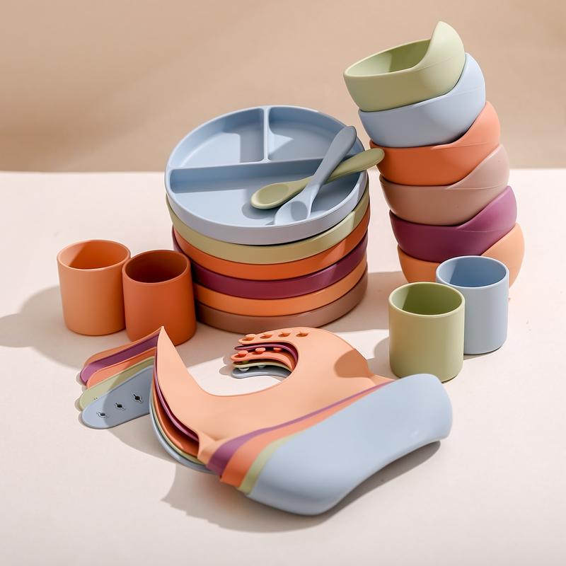 

Cups, Dishes & Utensils 5Pcs Baby Feeding Tableware Self Feed Bowl Sippy Cup Bib Plate Spoon Set Food Grade Silicone Non-Slip Supplies