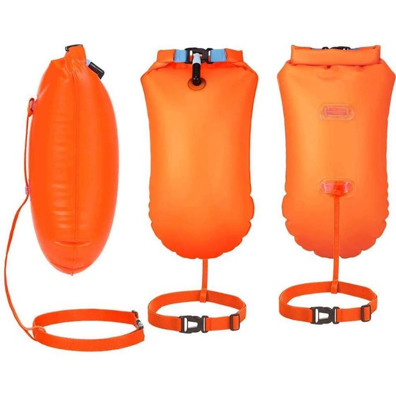 

Life Vest & Buoy Inflatable Open Swimming Tow Float Dry Bag Double Air With Waist Belt For Water Sport Storage Safety