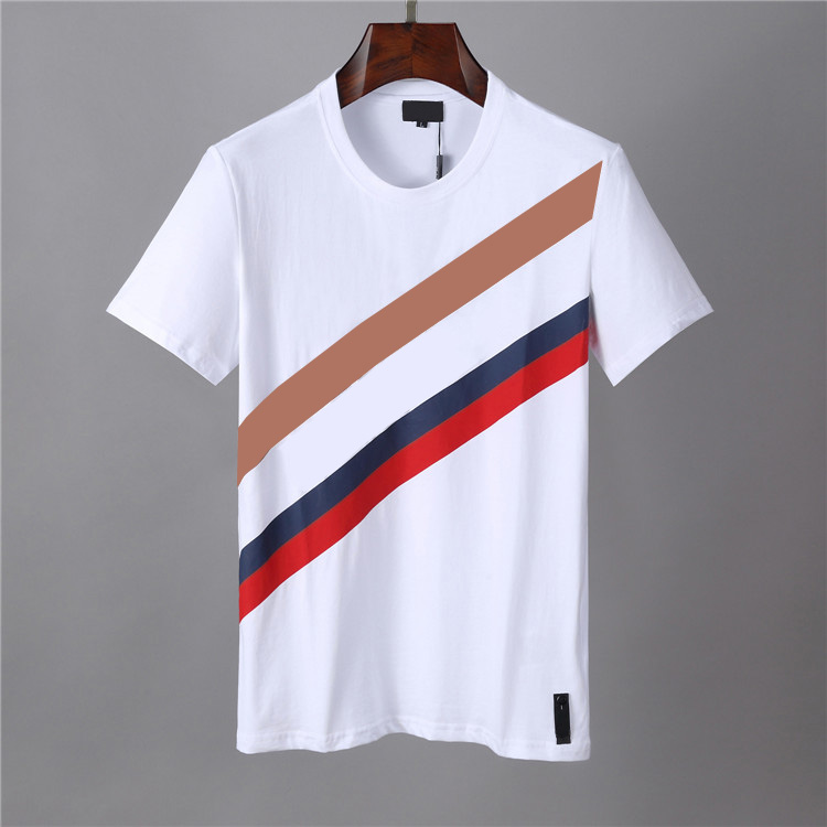 

Mens T-shirt Fashion Casual Tees Printed Stripes Style Top Loose Letter Breathable Crew Neck Comfortable Tshirts M-3XL Men Shirts Summer, White;black