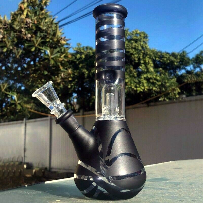 

10" Inch Hookahs Glass Water Pipe Bong Hookah Thick Bubbler W Percolator Beaker Black smoking pipes bongs