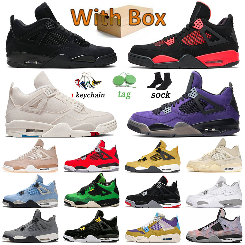 

Designer Jumpman 4s OG TOP Basketball Shoes 4 Canvas Sneakers Sail Black Cats White Oreo Red Thunder Sports Canyon Purple Zen Master Royalty Men Women Trainers Casual, 36-47 (3)