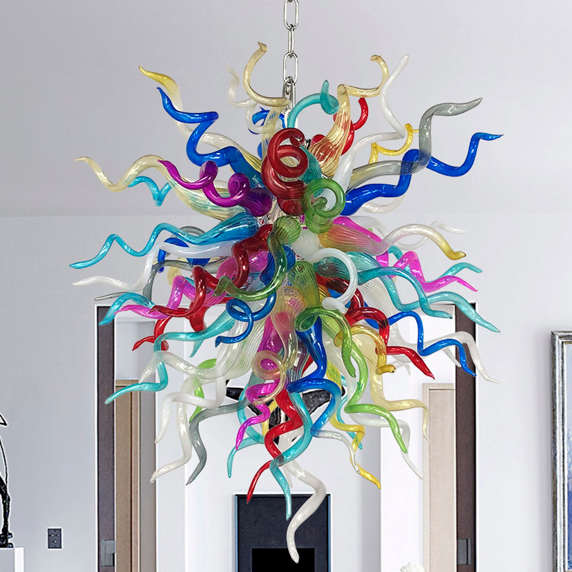 LED Ceiling Lamp European Hand Blown Glass Chandelier Pendant Lamps for Living Room Home Decor-image-688006396