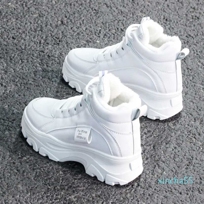 

Women's casual sneakers winter with plush fur warm women's shoes lacing on, Blue