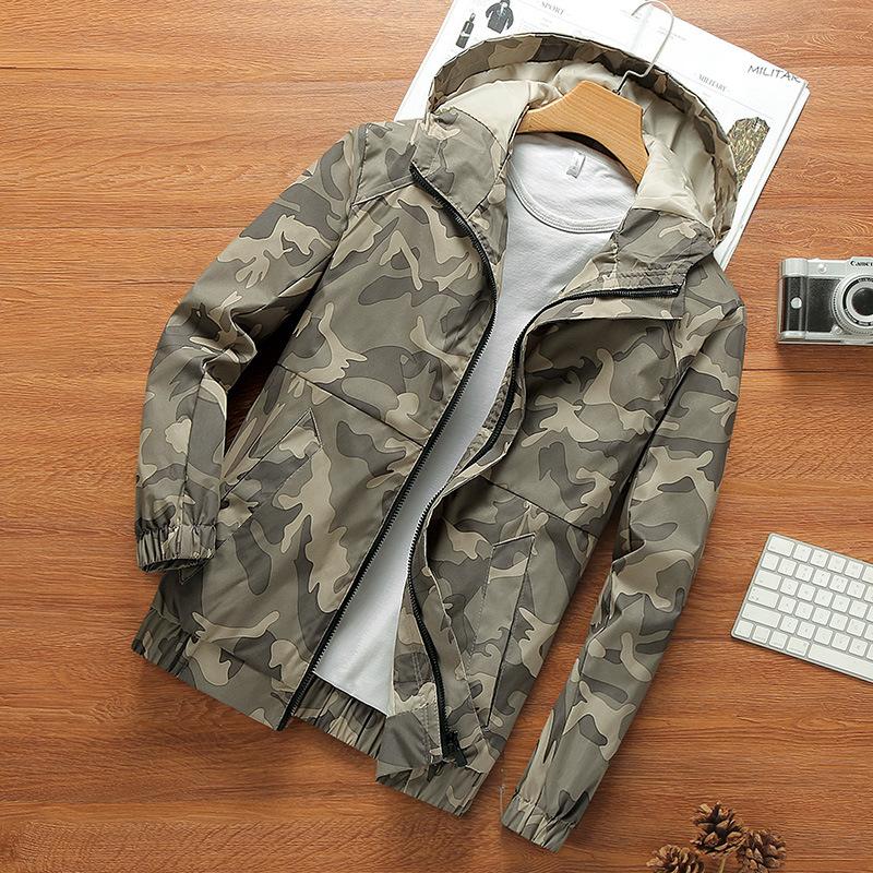 

Men's Jackets Camouflage Hooded Jacket;s 2022 Autumn Korean Outdoors Casual Streetwear Male Breathable Military Windbreakers, Blue camo