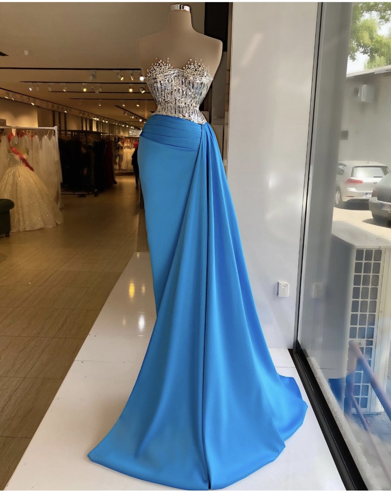 

Elegant Blue Sequined Mermaid Evening Dresses Crystal Beaded Sweetheart Formal Prom Gowns Custom Made Plus Size Pageant Wear Party Dress, Pink