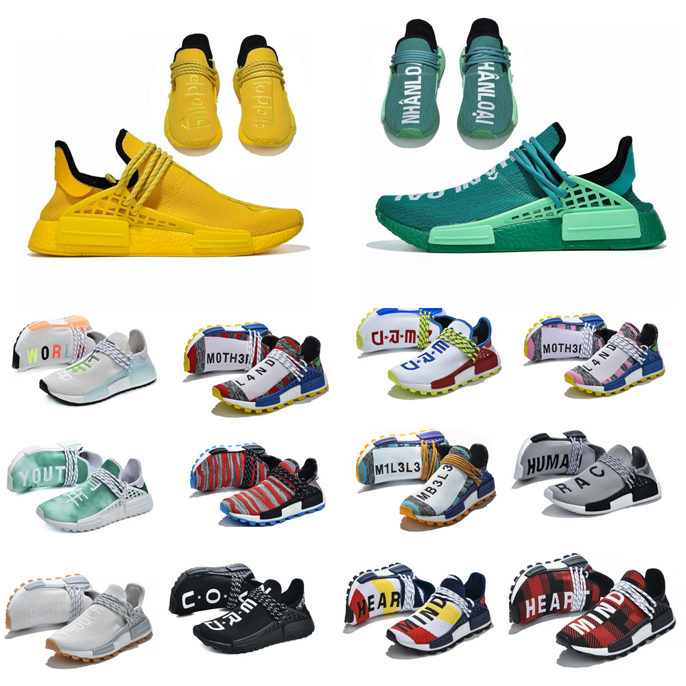 

Pharrell Williams NMD Human Race Men's Women's Running Shoes Triple White BBC Solar Pack Yellow Blue Nerd Heart Mind Sports Outdoo