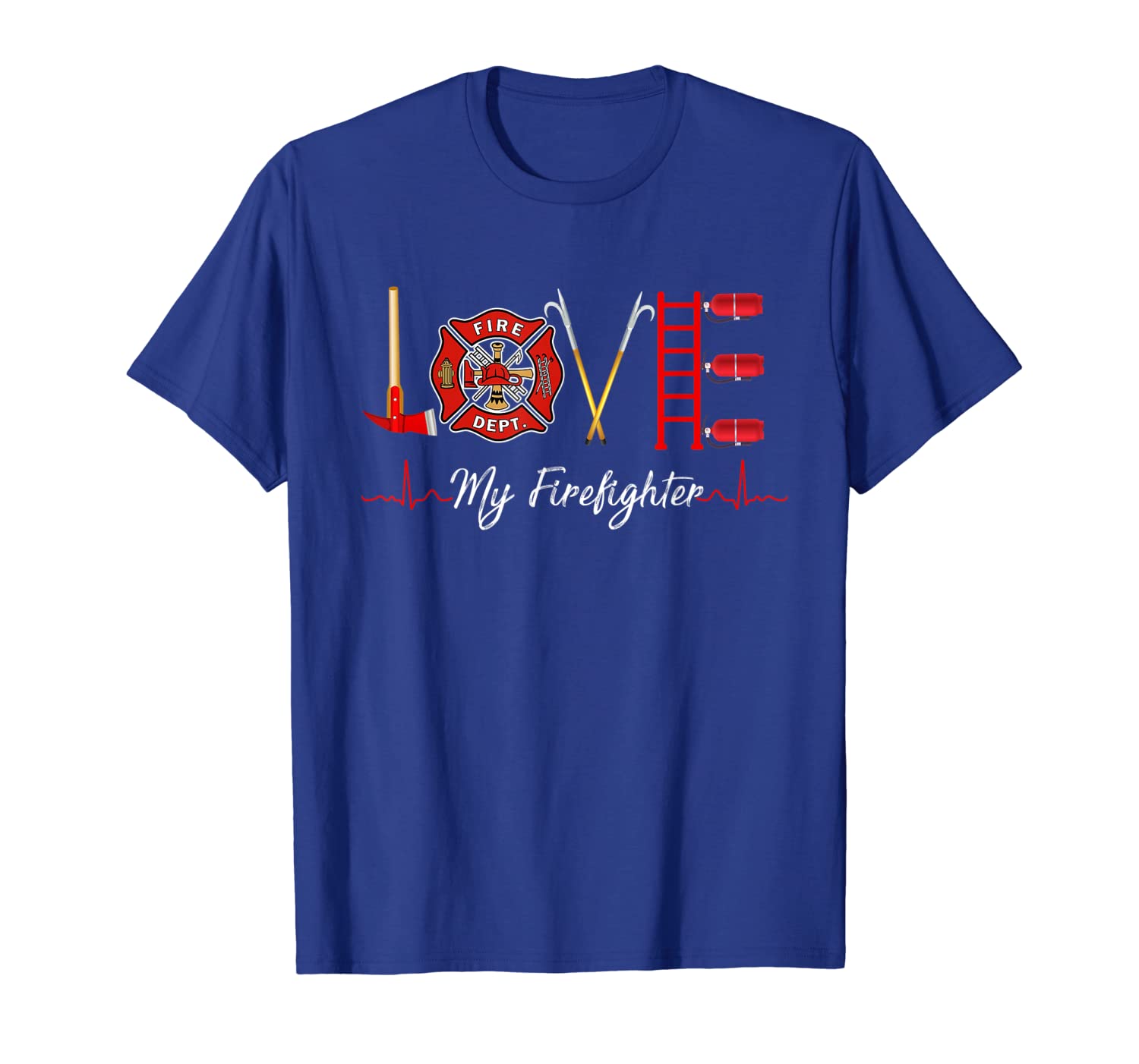 

love my firefighter fireman wife girlfriend gift t-shirt, White;black