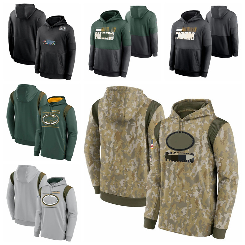 

Green Bay Men Women Youth Packer 2021 Salute To Service Therma Performance Pullover Football Hoodie Camo, Black