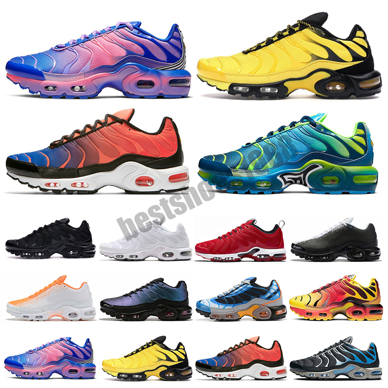 

TN Plus Mens Runner Shoes Pink Sea Triple Black White Red Voltage Purple USA Lemon Lime Bumblebee Be True Trainers Sports Sneakers, Color 7