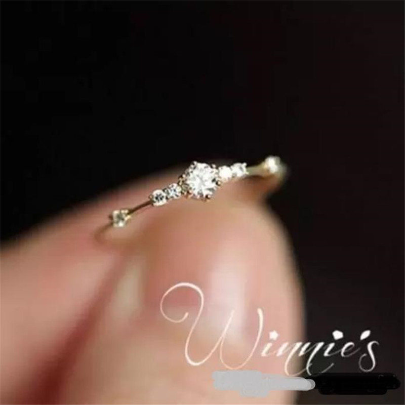 

Luxury jewelry fashion 14k gold 7 tiny diamond pieces of exquisite small fresh ladies women party engagement ring trendy