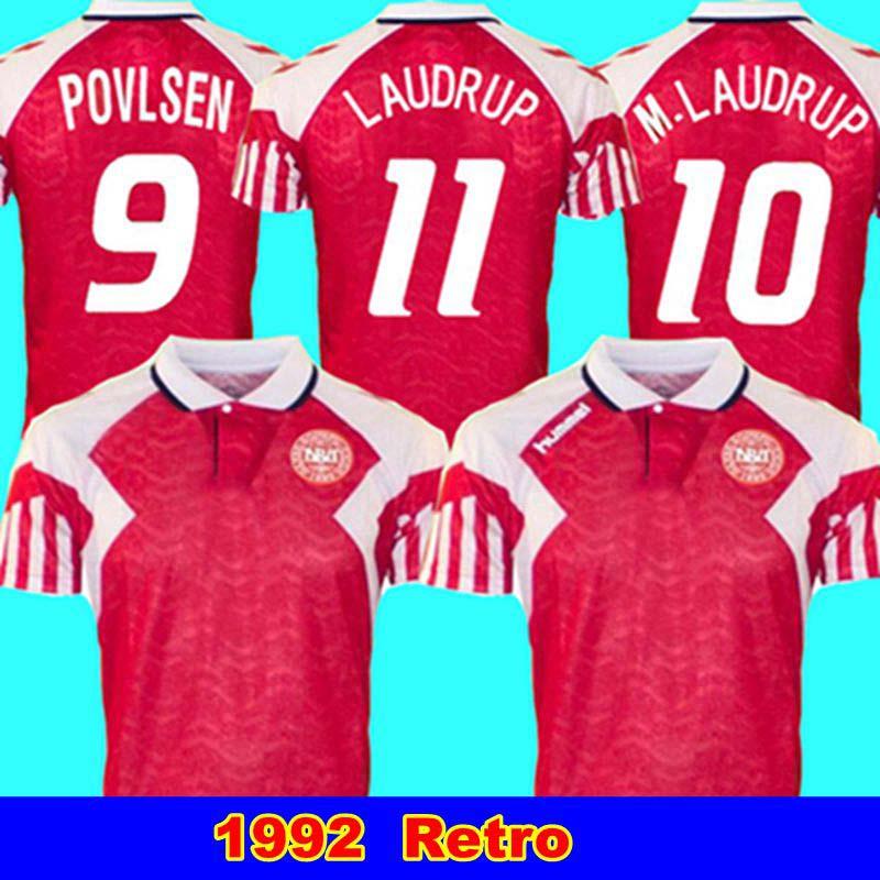 

1992 Denmark Retro Home 1992 Euro Danish home final classic Lauder Povlsen jersey 92 Denmark Retro Men's Soccer Jersey M. Laudrup 10, Black;yellow