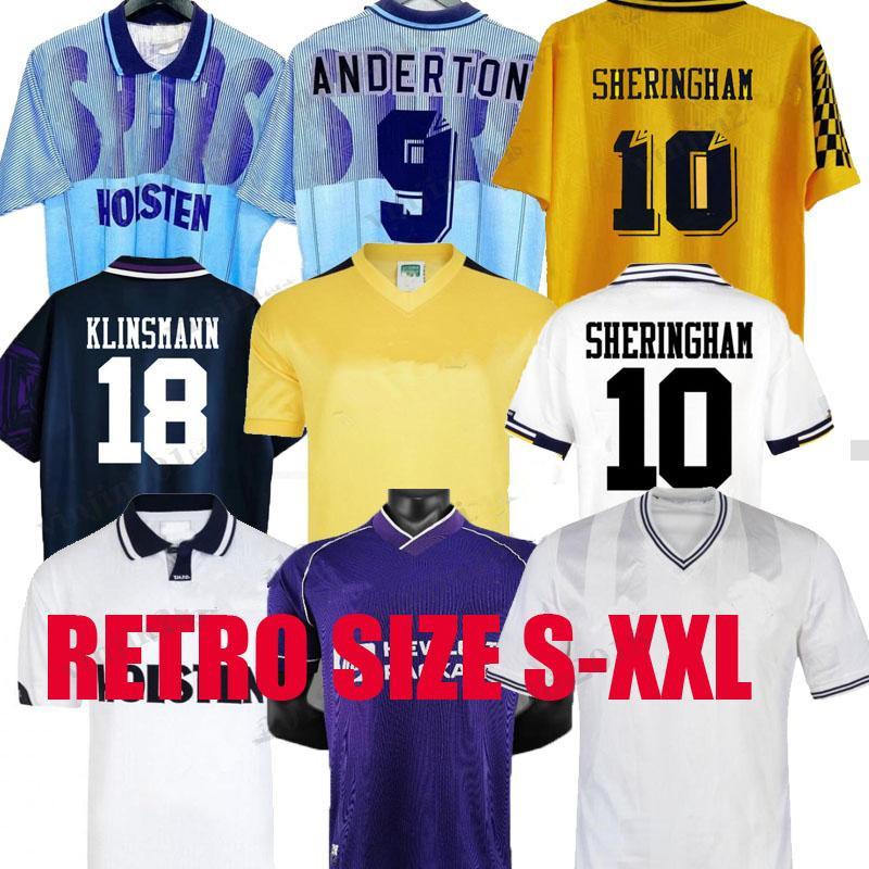 

1982 1990 1991 1992 1994 1998 1999 Tottenham Retro BALE soccer jersey Klinsmann GASCOIGNE ANDERTON SHERINGHAM 91 92 94 95 classic Vintage SHIRT uniforms, Picture