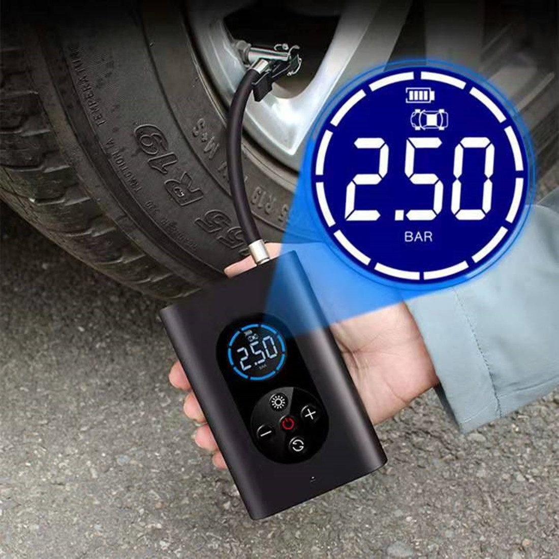 

inflatable Electric Inflator Pump Portable Smart Digital Tire Pressure Detection For Bike Motorcycle Scooter Pro Car Football The family is