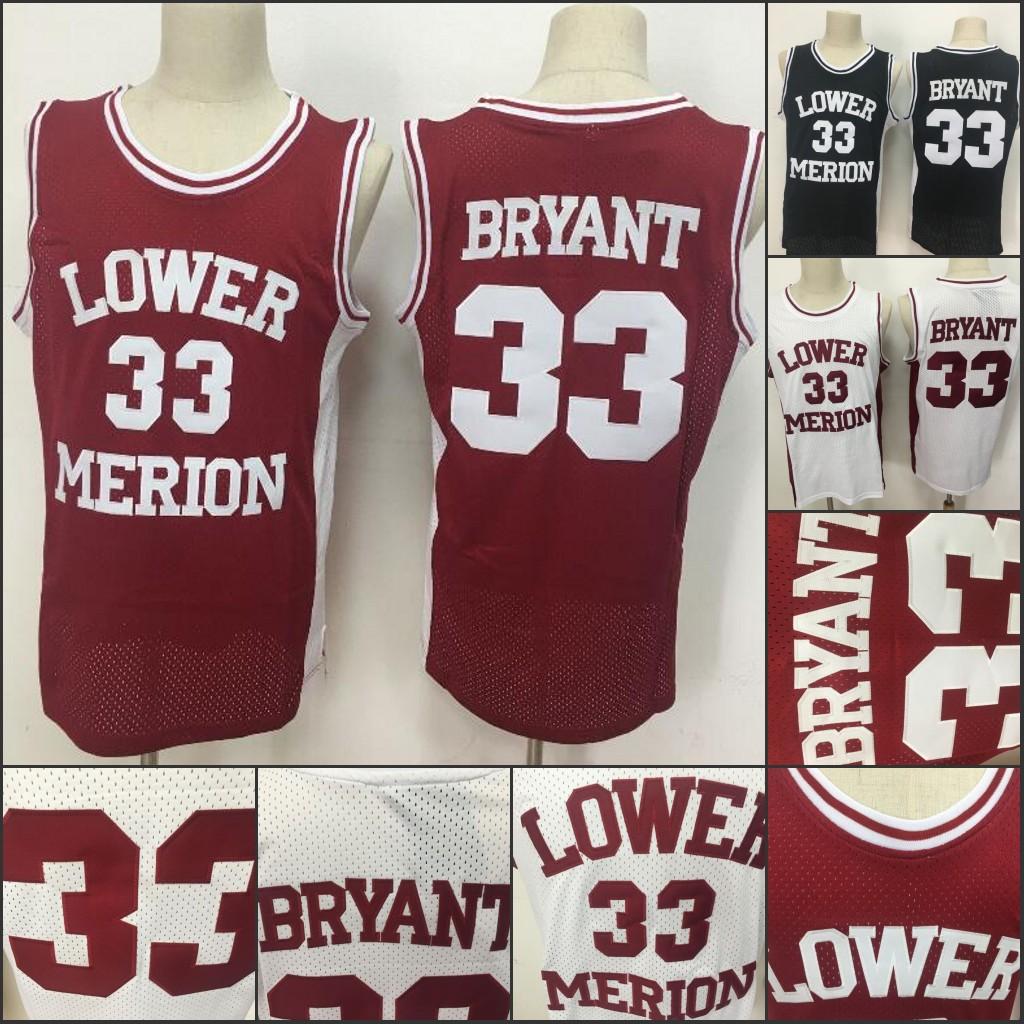 

NCAA Lower Merion 33 Bryant Jersey College Men High School Basketball Red 100% Stiched mens Jerseys Size S-XXL, Black