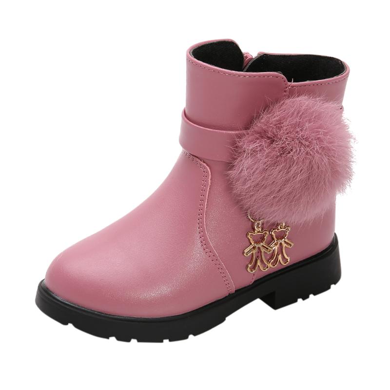 

First Walkers Kids Baby Girls Princess Shoes Fashion Bowkont Cotton Boots Snow Ankle Zipper Soft