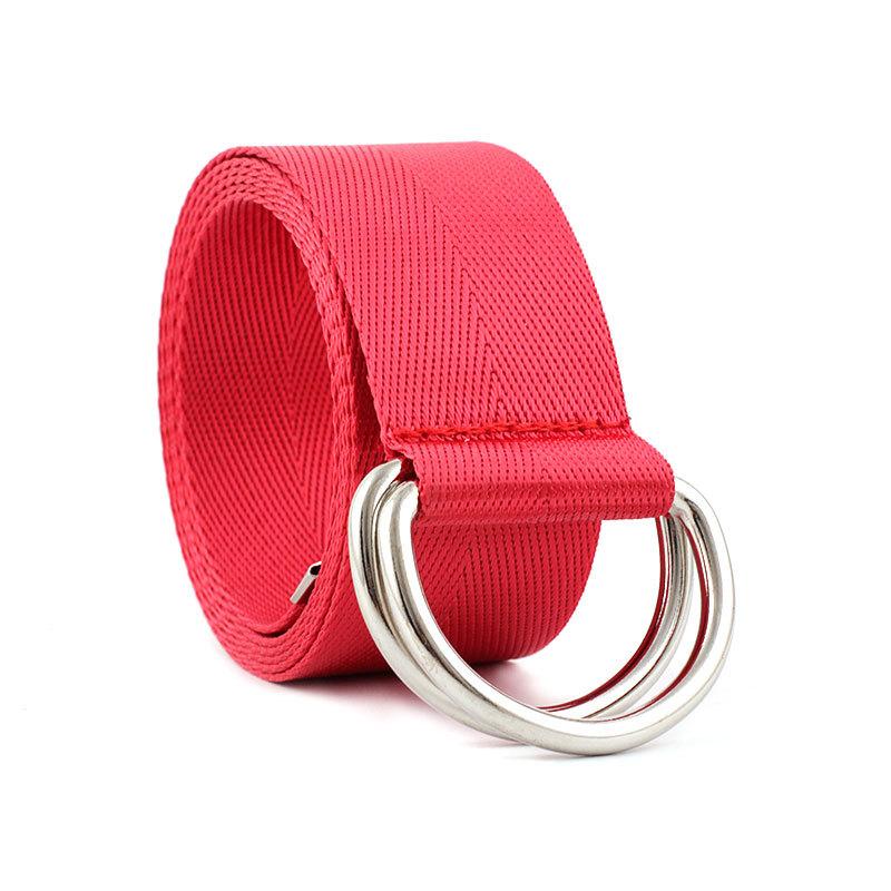 

Women Canvas Double D Belt Metal Buckle No Hole Belts For Fashion Nohole Black Red Waistband Female Jeans Dress 2021, White