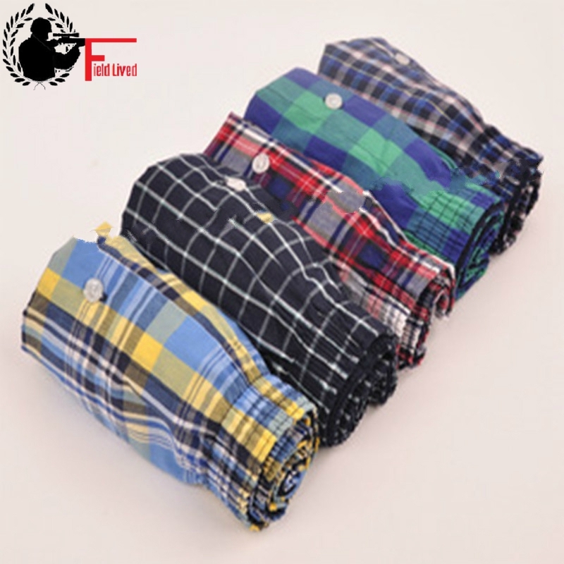 

UNDERWEAR MEN 5pcs Lot Loose Shorts Men's Panties Cotton boxer male plus Large big size Comfortable Soft plaid under wear sexy 210518, Random colors