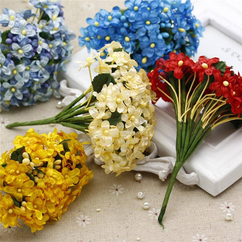 

Decorative Flowers & Wreaths Artificial Flower Hydrangea 12 Heads Daisy Bridal Bouquet Silk For Wedding Valentine's Day Party Home DIY Decor