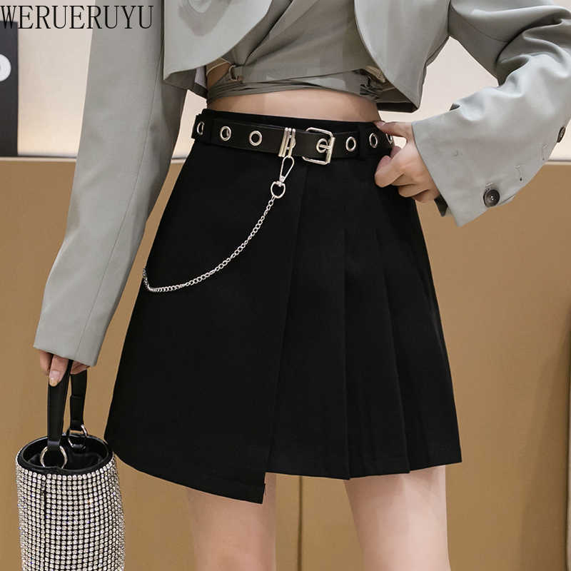 

WERUERUYU Summer Women Skirts High Waist Korean Style Pleated Skirts for Girls Mini Skirt Women 210608, Photo color